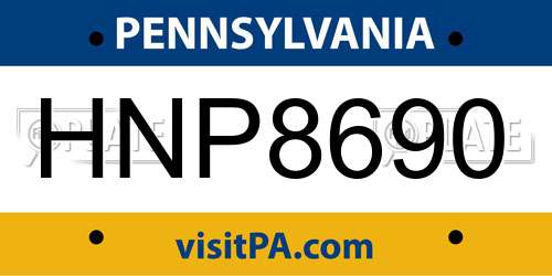 HNP8690 Pennsylvania License Plate