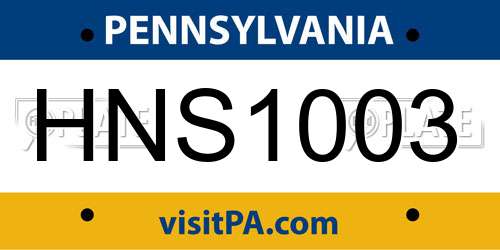 HNS1003 Pennsylvania License Plate