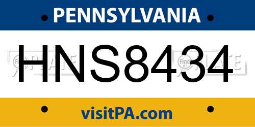 HNS8434 Pennsylvania License Plate