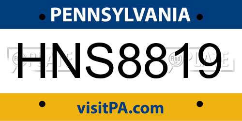 HNS8819 Pennsylvania License Plate