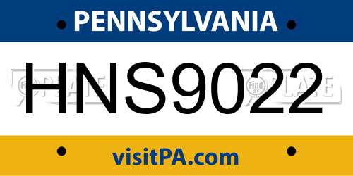 HNS9022 Pennsylvania License Plate
