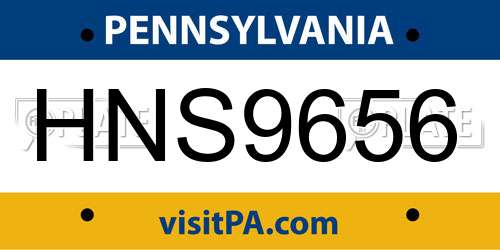 HNS9656 Pennsylvania License Plate