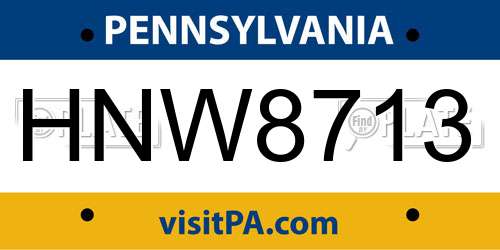 HNW8713 Pennsylvania License Plate