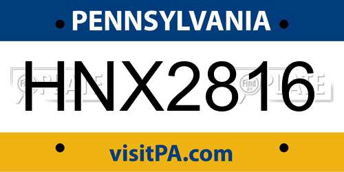 HNX2816 Pennsylvania License Plate