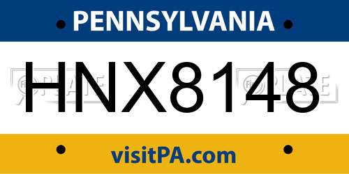 HNX8148 Pennsylvania License Plate