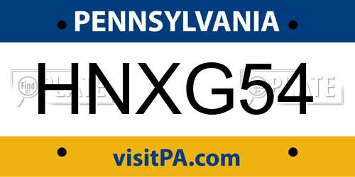 HNXG54 Pennsylvania License Plate