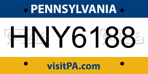 HNY6188 Pennsylvania License Plate