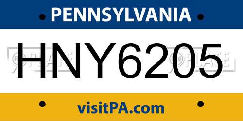 HNY6205 Pennsylvania License Plate