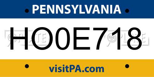 HO0E718 Pennsylvania License Plate