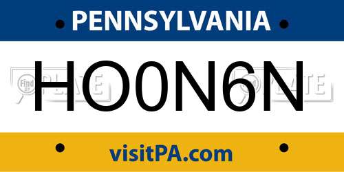 HO0N6N Pennsylvania License Plate