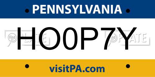 HO0P7Y Pennsylvania License Plate