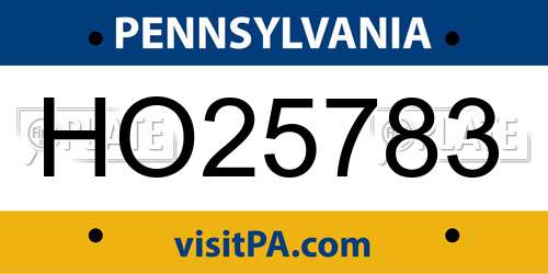HO25783 Pennsylvania License Plate