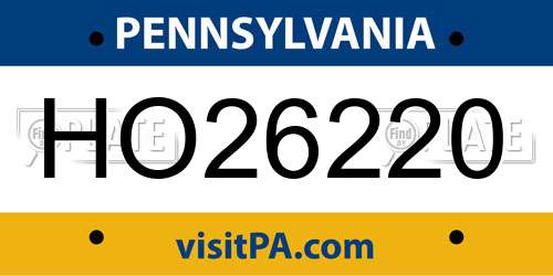 HO26220 Pennsylvania License Plate