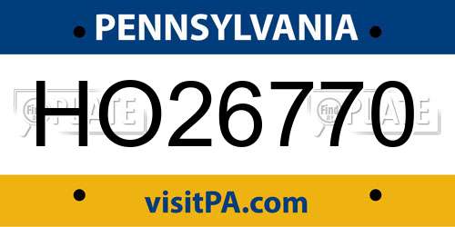 HO26770 Pennsylvania License Plate