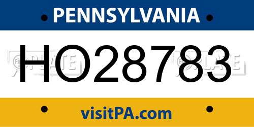 HO28783 Pennsylvania License Plate