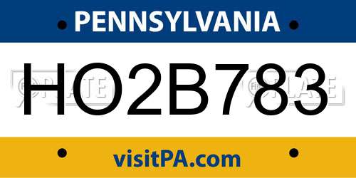 HO2B783 Pennsylvania License Plate