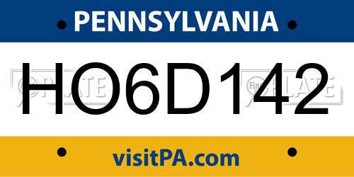 HO6D142 Pennsylvania License Plate