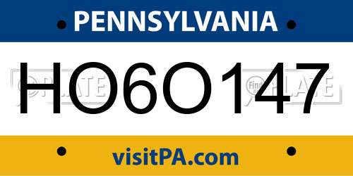 HO6O147 Pennsylvania License Plate