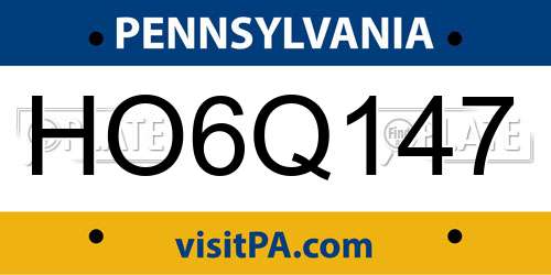 HO6Q147 Pennsylvania License Plate