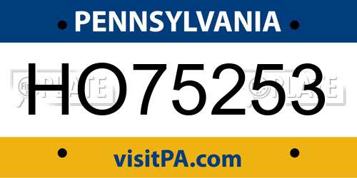 HO75253 Pennsylvania License Plate