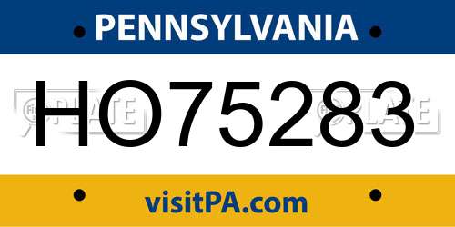 HO75283 Pennsylvania License Plate