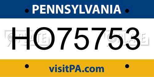 HO75753 Pennsylvania License Plate
