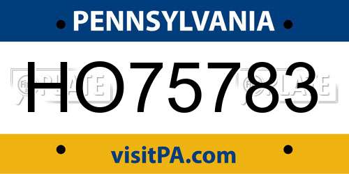HO75783 Pennsylvania License Plate