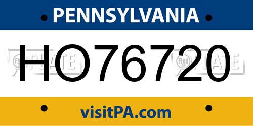 HO76720 Pennsylvania License Plate
