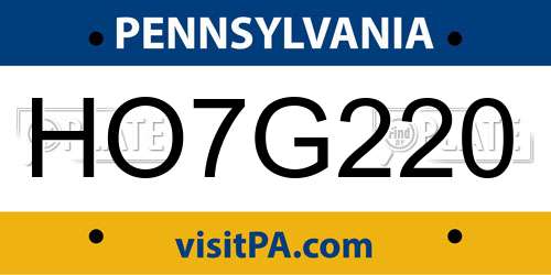 HO7G220 Pennsylvania License Plate
