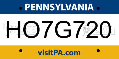 HO7G720 Pennsylvania License Plate