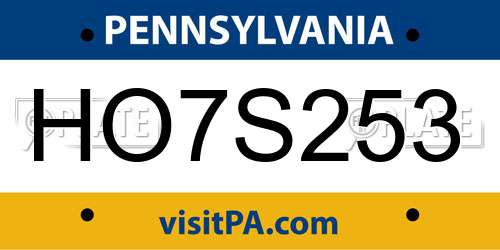 HO7S253 Pennsylvania License Plate