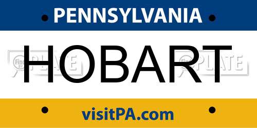 HOBART Pennsylvania License Plate