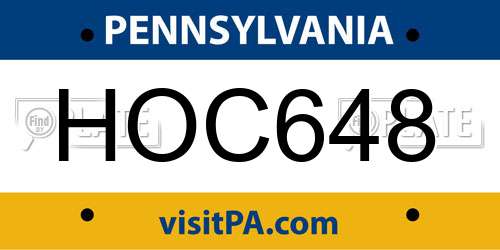HOC648 Pennsylvania License Plate
