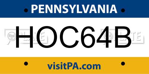 HOC64B Pennsylvania License Plate