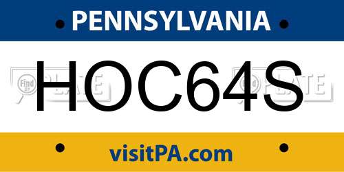 HOC64S Pennsylvania License Plate