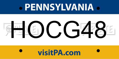 HOCG48 Pennsylvania License Plate
