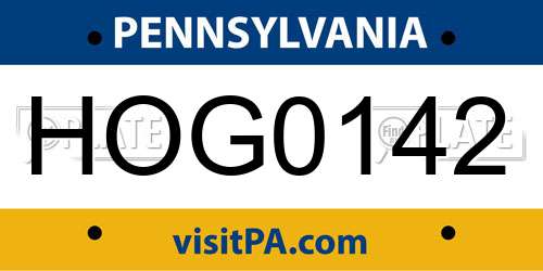 HOG0142 Pennsylvania License Plate