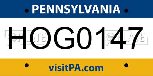 HOG0147 Pennsylvania License Plate