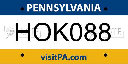 HOK088 Pennsylvania License Plate