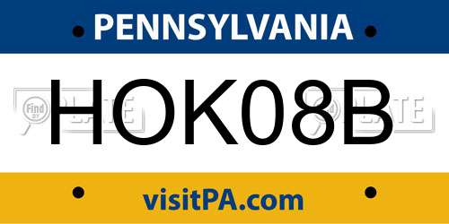 HOK08B Pennsylvania License Plate