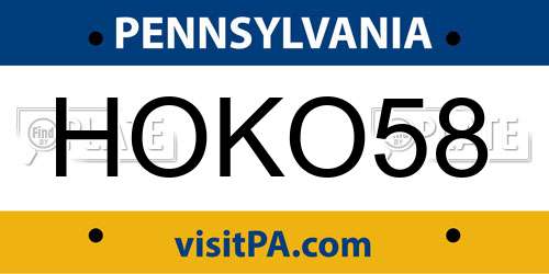 HOKO58 Pennsylvania License Plate