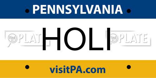 HOLI Pennsylvania License Plate