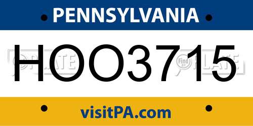 HOO3715 Pennsylvania License Plate