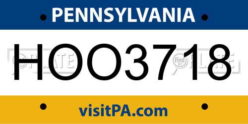 HOO3718 Pennsylvania License Plate