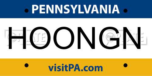 HOONGN Pennsylvania License Plate
