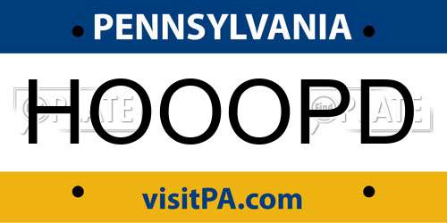 HOOOPD Pennsylvania License Plate