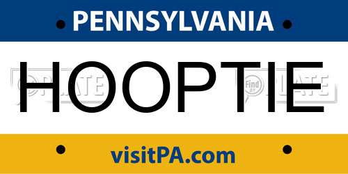 HOOPTIE Pennsylvania License Plate