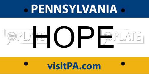 HOPE Pennsylvania License Plate