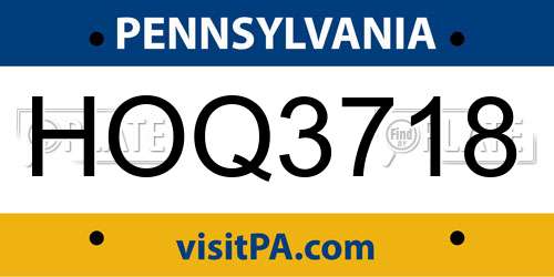 HOQ3718 Pennsylvania License Plate