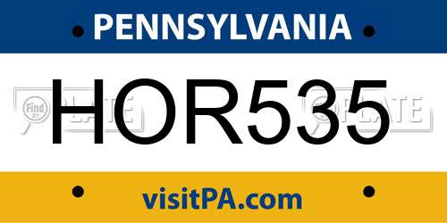 HOR535 Pennsylvania License Plate